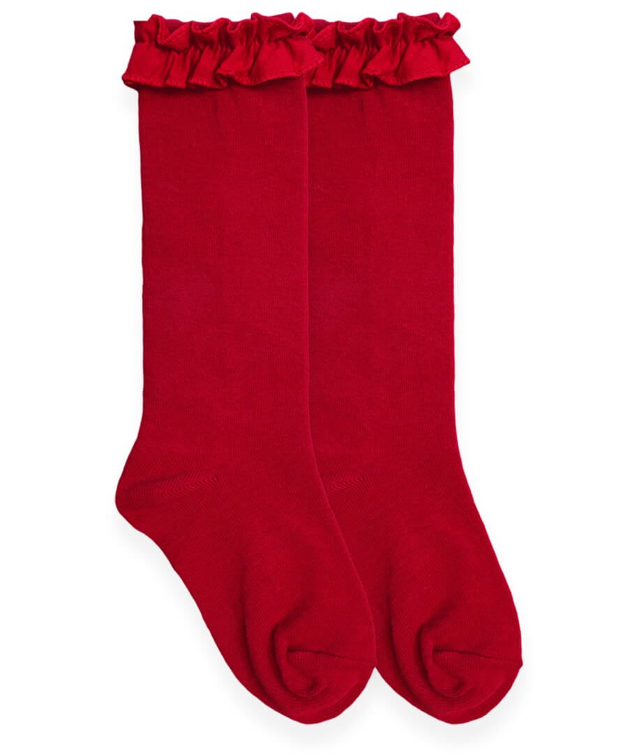 Red Ruffle Long Sock