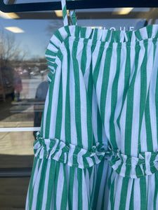Green Stripe Halter Dress