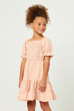 Load image into Gallery viewer, Orange Gingham Puff Sleeve Dress
