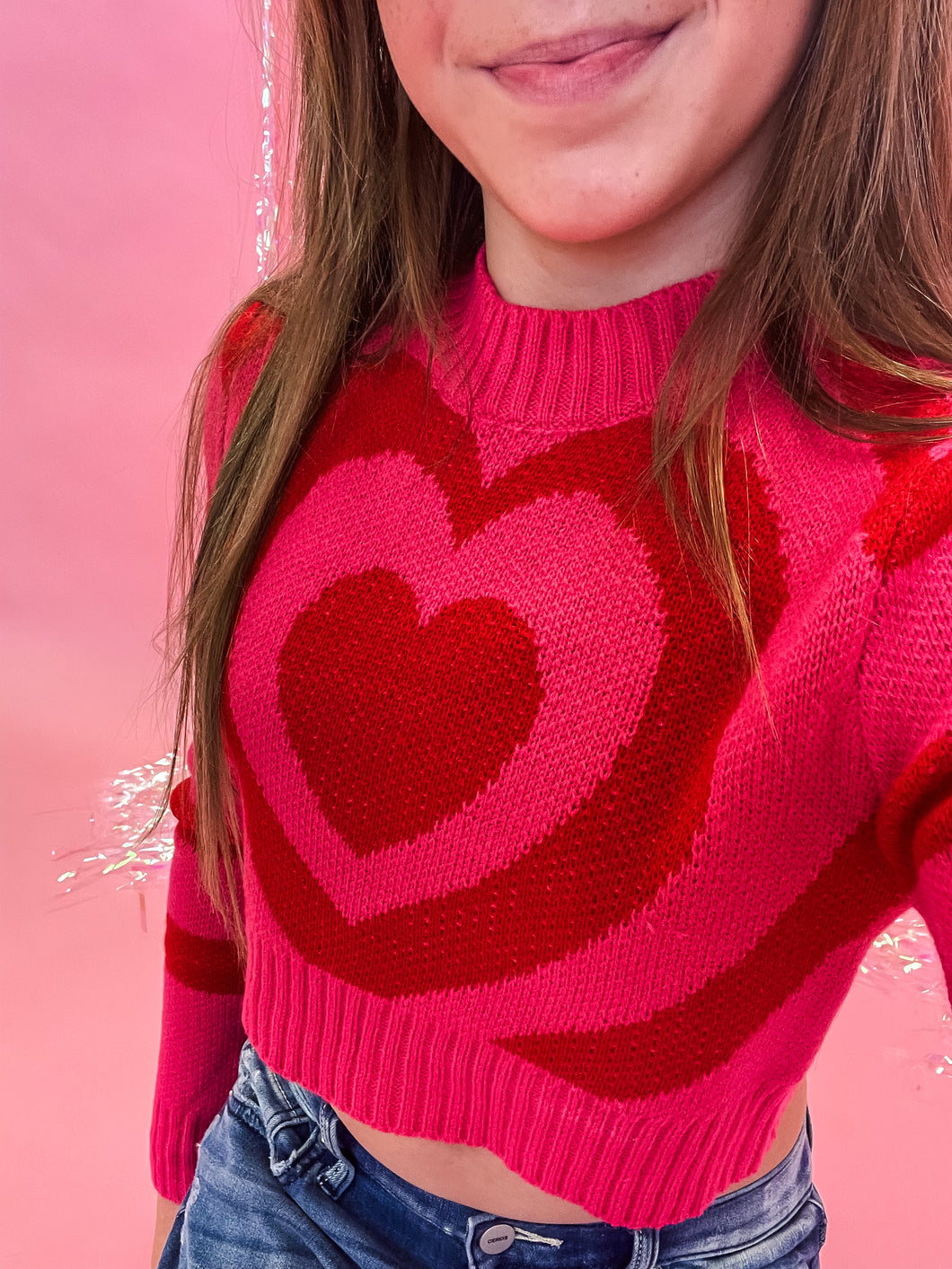 Cropped Heart Teen Sweater